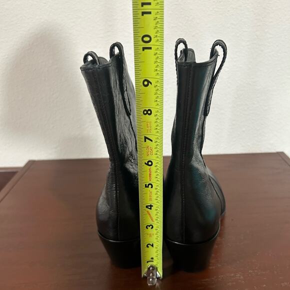 PAIGE Piper Black Leather Western / Moto Zipper Detail Booties Boots Size 9 - Picture 9 of 15